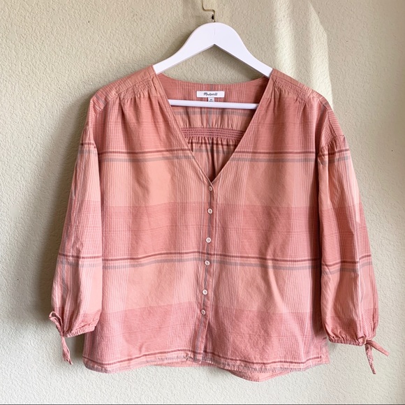 MADEWELL V-Neck Plaid Top G7805 - Picture 4 of 7